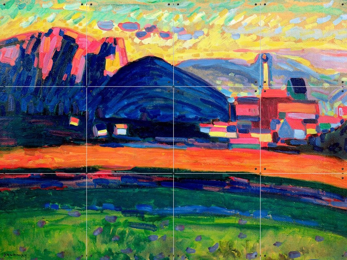 IXXI Landscape with Hills, Kandinsky & Bridgeman Images - 80 x 60 cm - Gratis ophangtool - Grote wanddecoratie en posters - Postimpressionisme