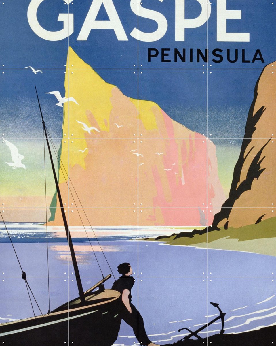 IXXI Gaspé Peninsula, Bridgeman Images - 80 x 100 cm - Gratis ophangtool - Grote wanddecoratie en posters - Art Deco, Illustraties, Vintage, Grafisch