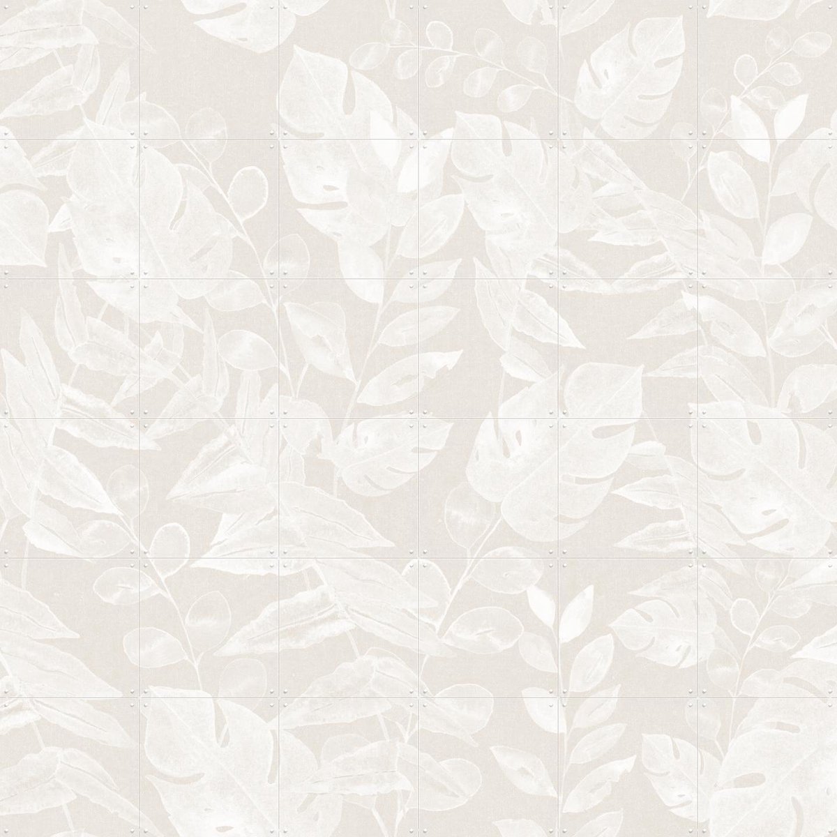 IXXI Watercolour botanical foliage neutral, Bloomery Decor - 120 x 120 cm - Gratis ophangtool - Grote wanddecoratie en posters - Naturalisme, Aquarel