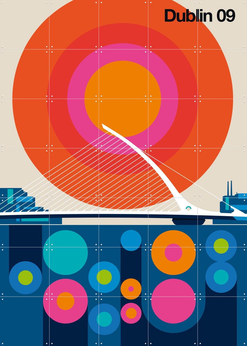 IXXI Dublin 09, Bo Lundberg - 100 x 140 cm - Gratis ophangtool - Grote wanddecoratie en posters - Geometrische Kunst, Digitale Kunst, Kleurrijk