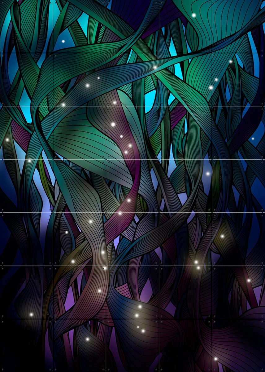 IXXI Nocturne with Fireflies, Angelo Cerantola - 100 x 140 cm - Gratis ophangtool - Grote wanddecoratie en posters - Illustraties, Digitale Kunst