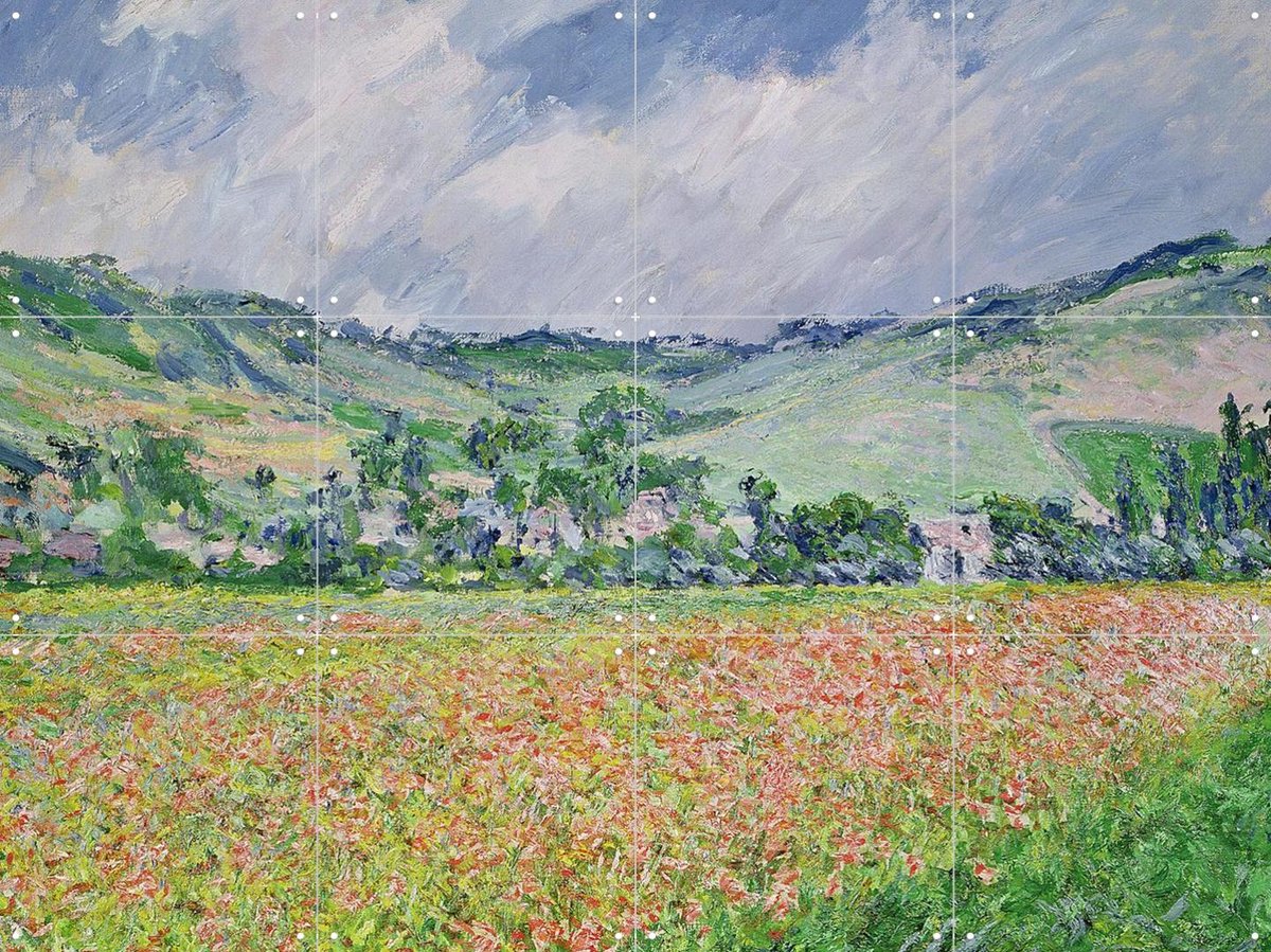 IXXI In the Poppy Field - Giverny, Claude Monet & Bridgeman Images - 80 x 60 cm - Gratis ophangtool - Grote wanddecoratie en posters -