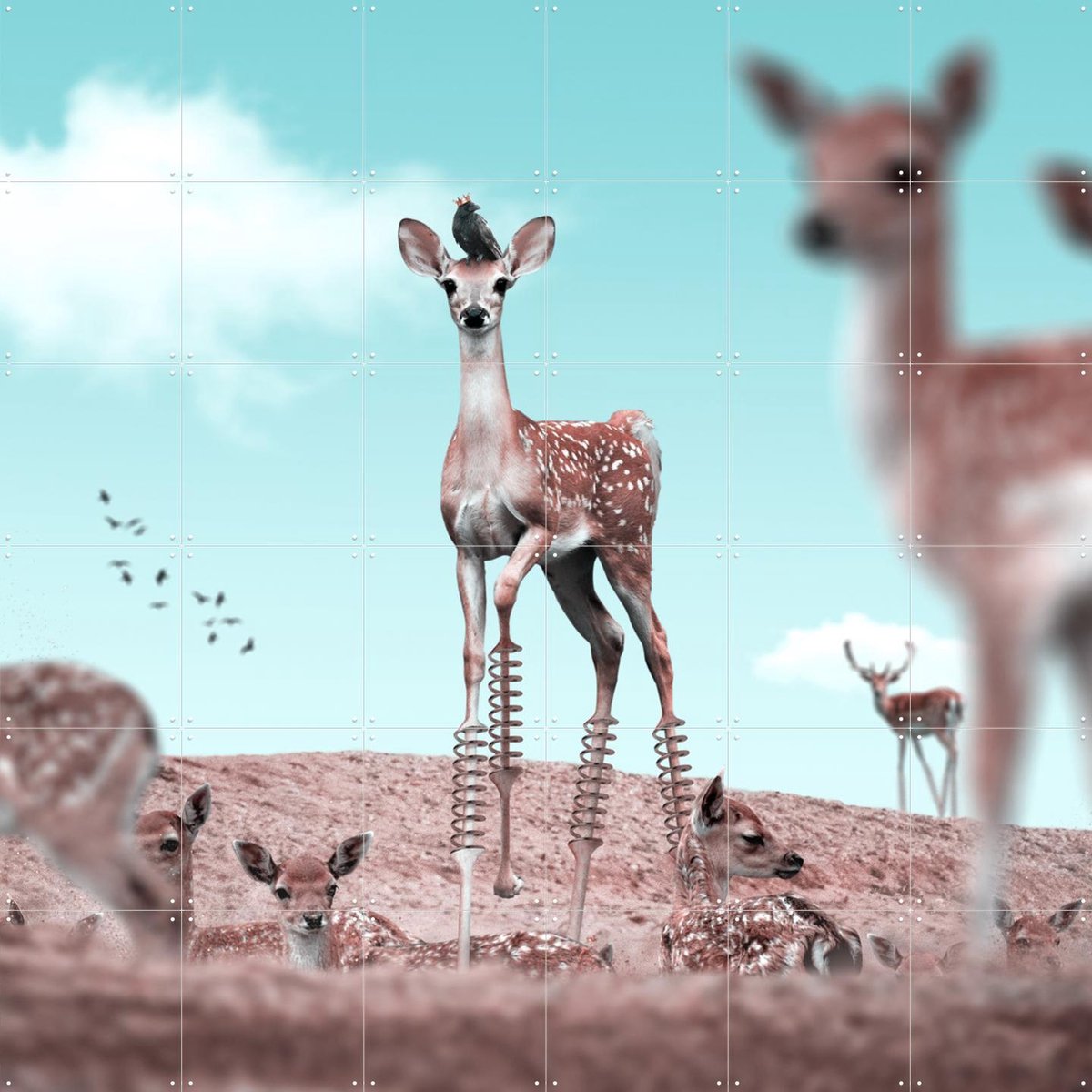 IXXI Out of the Box, Julien Tabet - 120 x 120 cm - Gratis ophangtool - Grote wanddecoratie en posters - Speels, Surrealisme, Fotografie, Digitale
