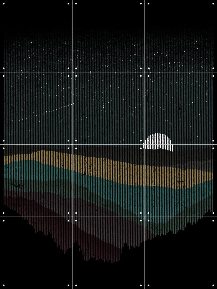 IXXI Moonrise, Florent Bodart - 60 x 80 cm - Gratis ophangtool - Grote wanddecoratie en posters - Illustraties, Digitale Kunst, Minimalisme