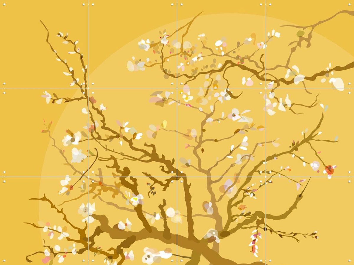 IXXI Almond Blossom Yellow, Wesley van der Heijden & Van Gogh 21st Century - 80 x 60 cm - Gratis ophangtool - Grote wanddecoratie en posters -