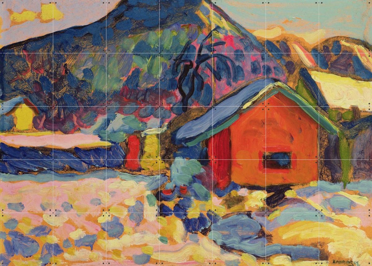 IXXI Winter Study with Mountain, Kandinsky & Bridgeman Images - 140 x 100 cm - Gratis ophangtool - Grote wanddecoratie en posters - Impressionisme