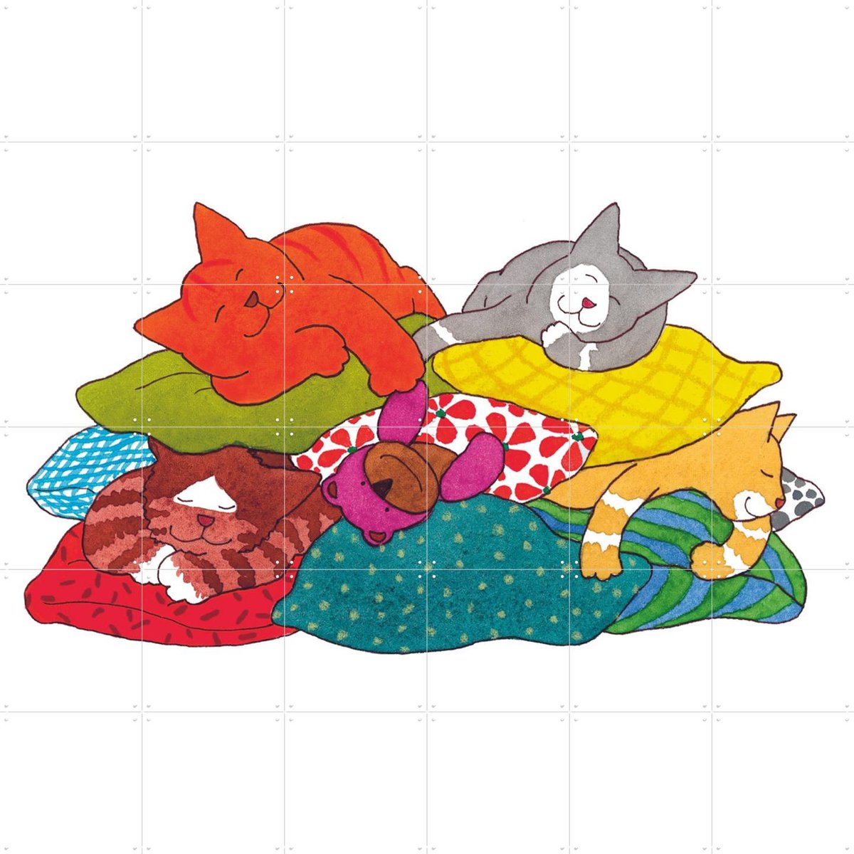 IXXI Dikkie Dik Logeerpartijtje, Dikkie Dik - 120 x 120 cm - Gratis ophangtool - Grote wanddecoratie en posters Kinderkamer, Babykamer, Kinderen, Kat
