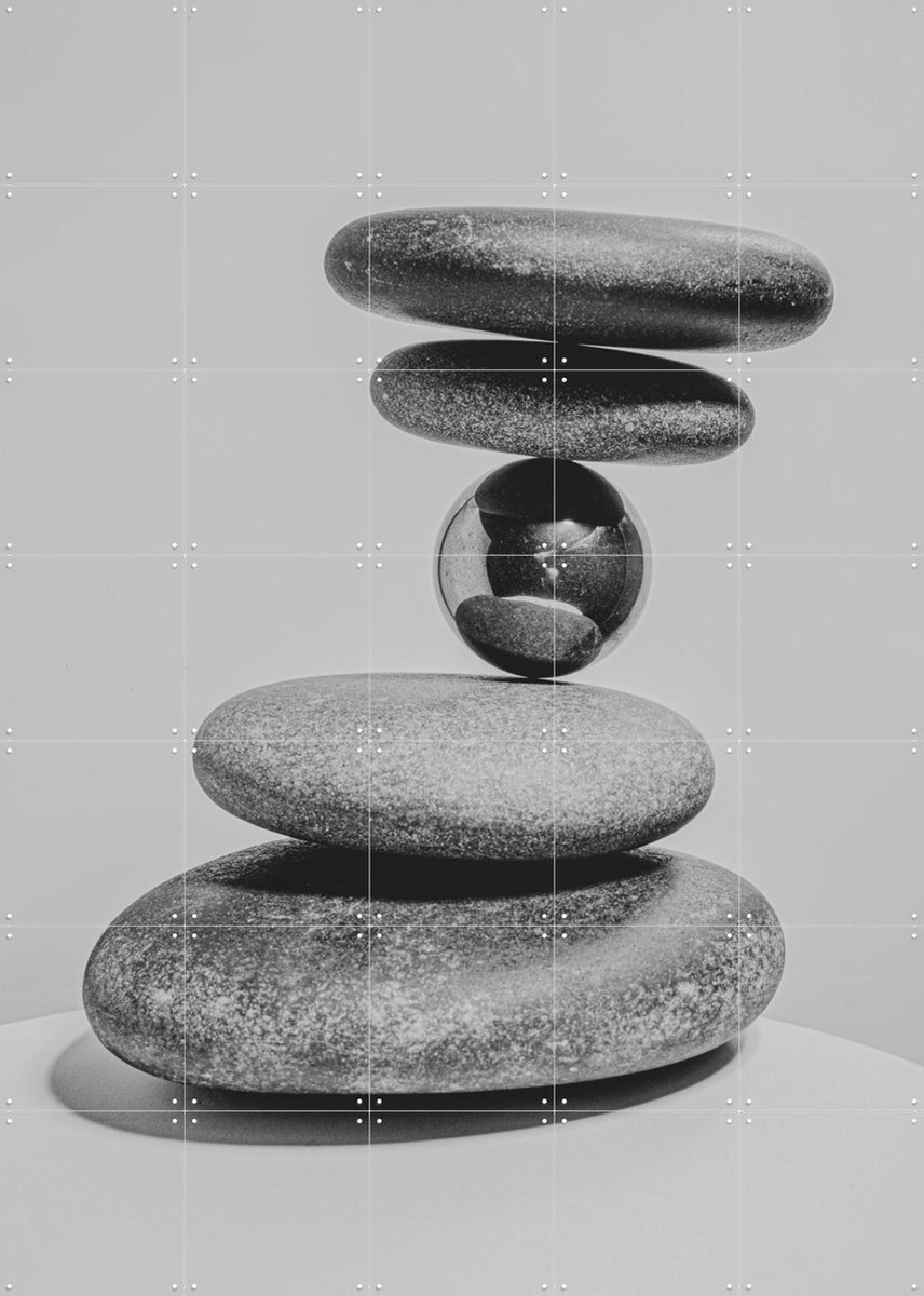 IXXI Balanced Stones with Blackpearl, Sander van Laar - 100 x 140 cm - Gratis ophangtool - Grote wanddecoratie en posters - Fotografie, Geometrische