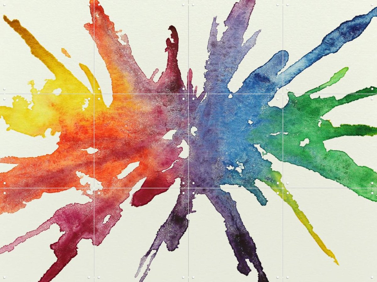 IXXI Splash in Rainbow Colors, Natalie Bruns - 80 x 60 cm - Gratis ophangtool - Grote wanddecoratie en posters - Kleurrijk, Abstract, Aquarel