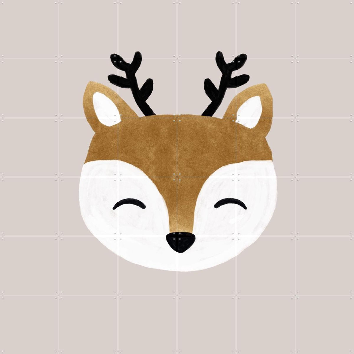 IXXI Xmas Deer, Orara Studio & Various - 120 x 120 cm - Gratis ophangtool - Grote wanddecoratie en posters - Illustraties, Speels, Cartoonesk,