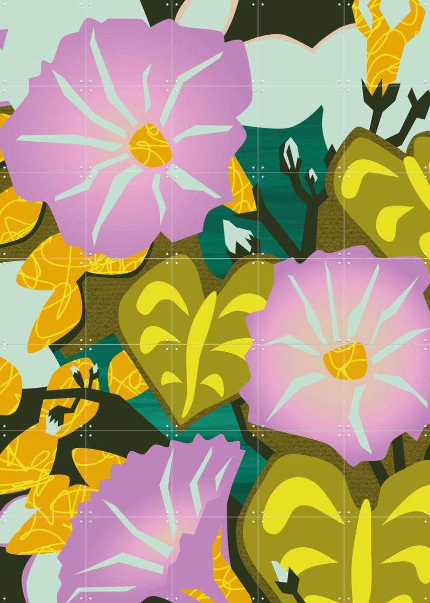 IXXI Morning Glory, Megan Gallagher - 100 x 140 cm - Gratis ophangtool - Grote wanddecoratie en posters - Kleurrijk, Digitale Kunst, Illustraties