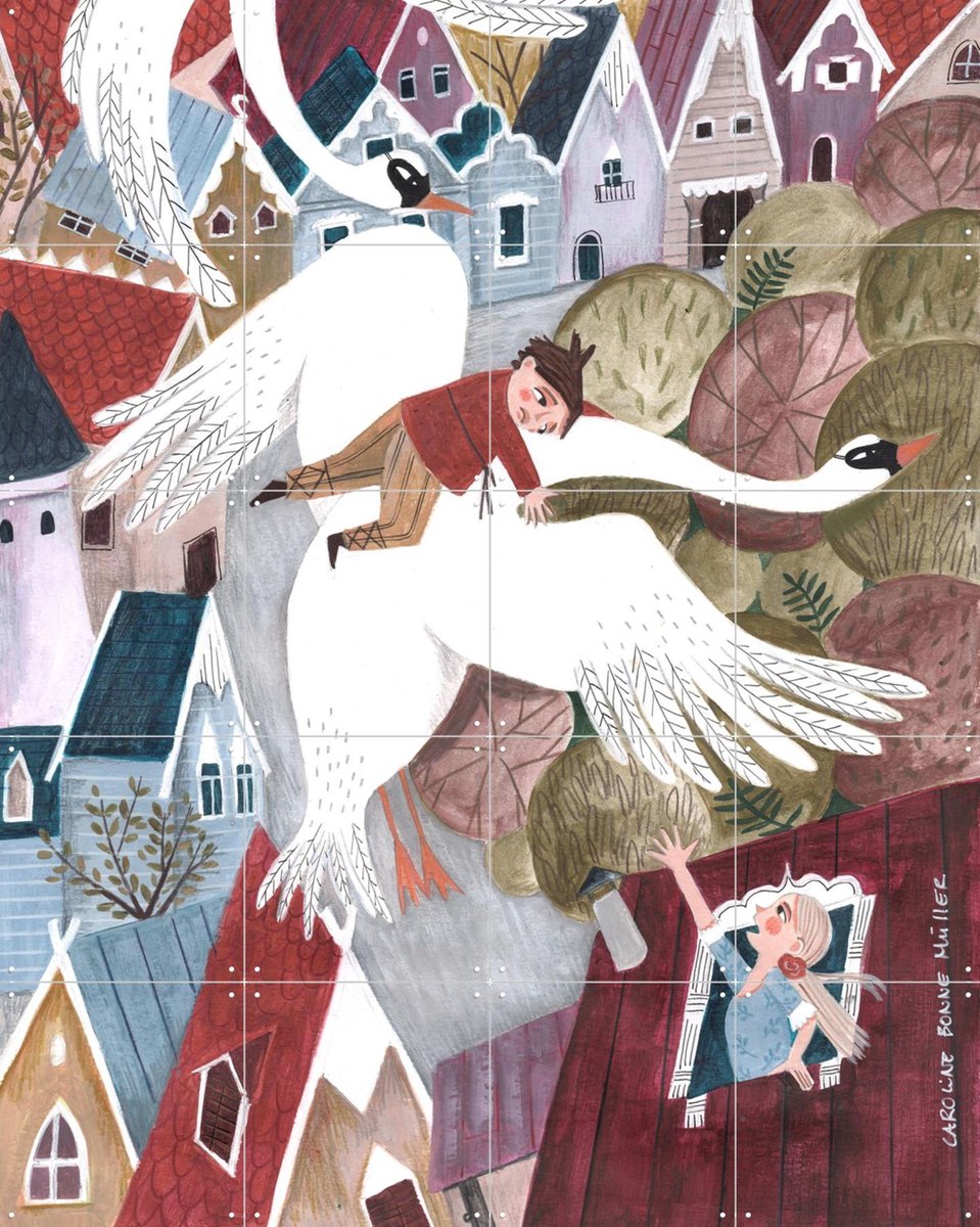 IXXI The magical wild geese, Caroline Bonne Müller & Various - 80 x 100 cm - Gratis ophangtool - Grote wanddecoratie en posters - Speels, Kleurrijk