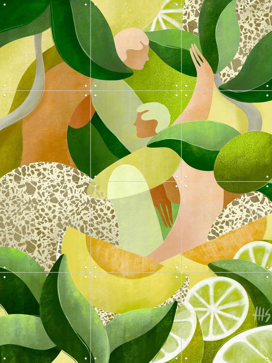 IXXI Tutti Frutti, Maggie Stephenson - 60 x 80 cm - Gratis ophangtool - Grote wanddecoratie en posters - Digitale Kunst, Kleurrijk, Abstract