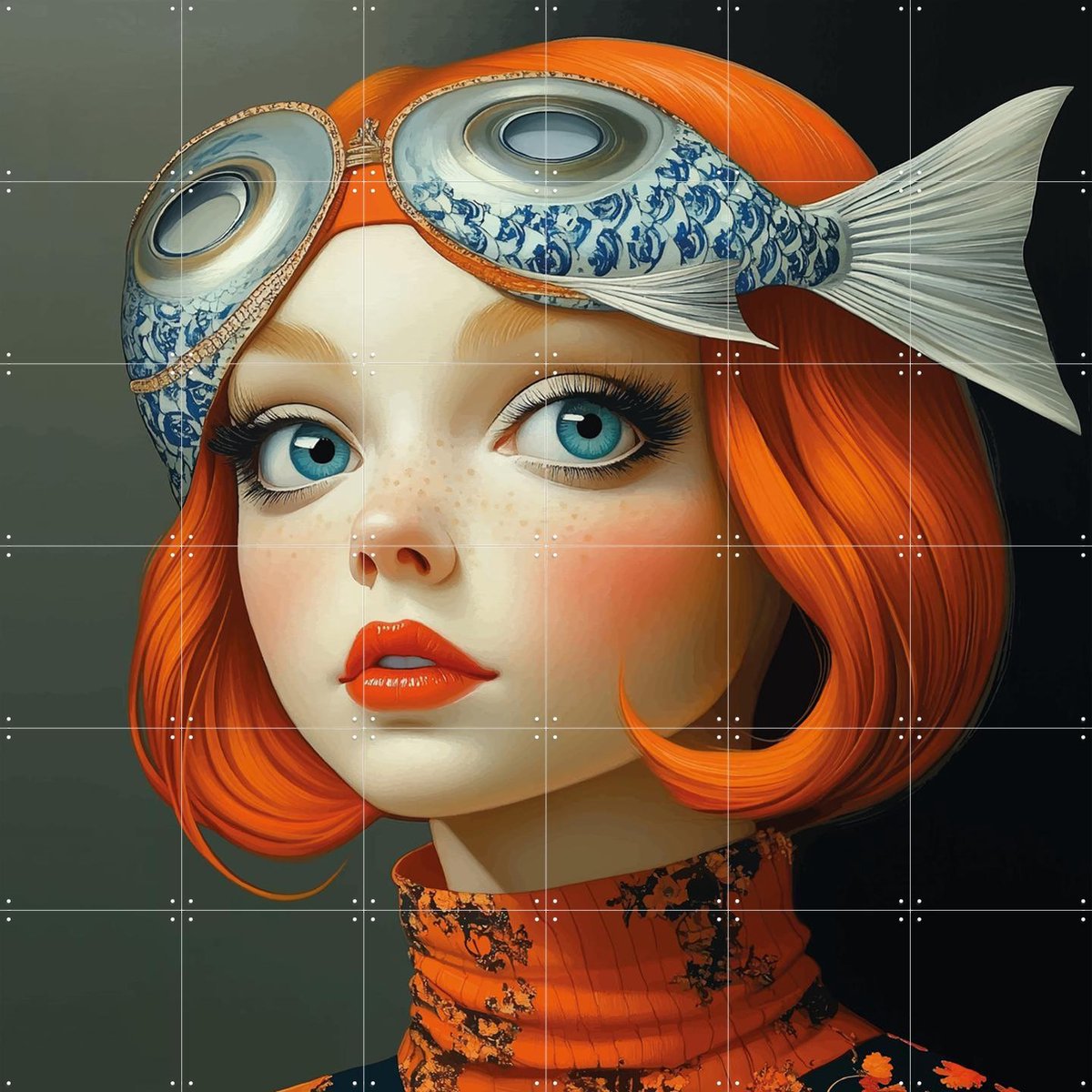IXXI Pip, Mirjam Duizendstra - 120 x 120 cm - Gratis ophangtool - Grote wanddecoratie en posters Woonkamer, Vissen, Portretten