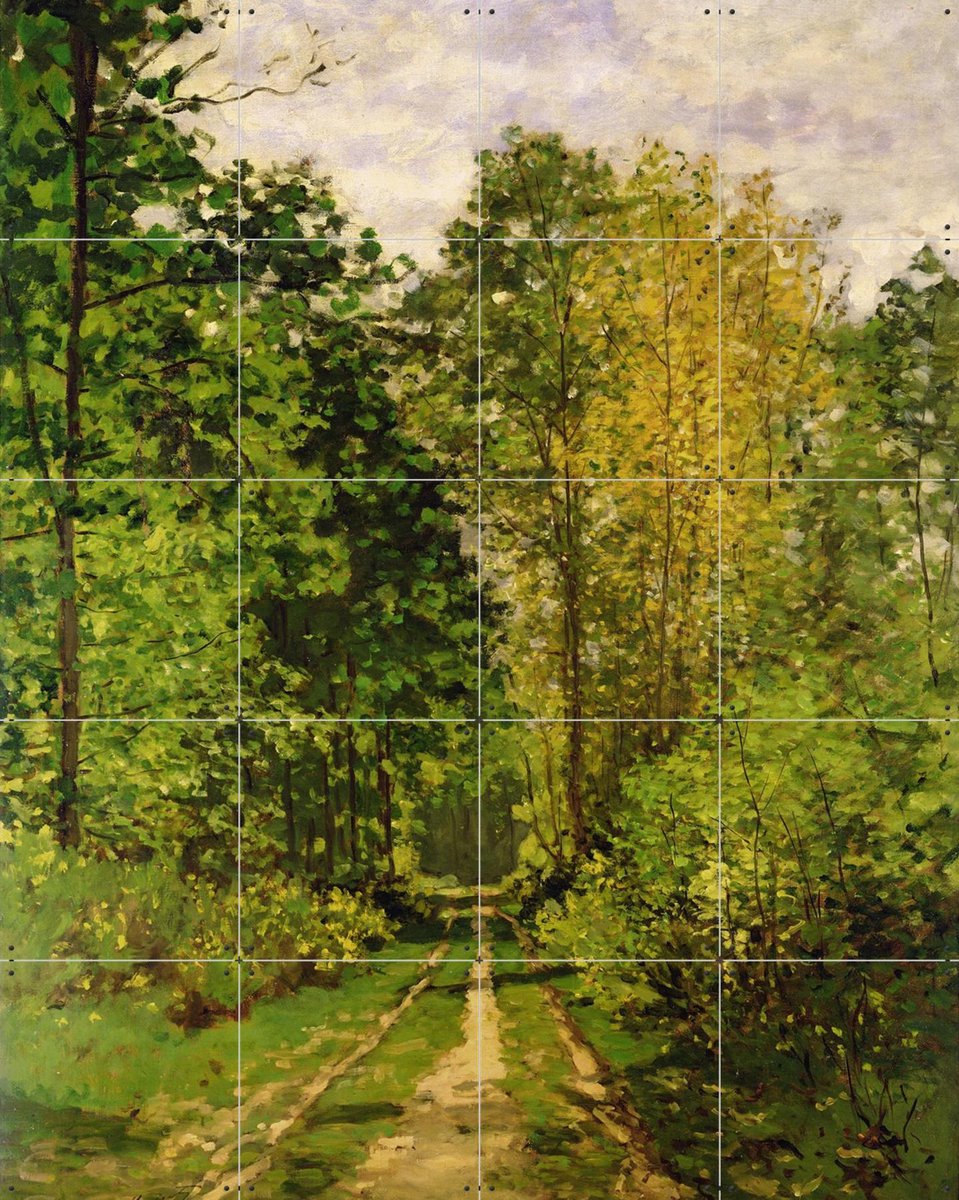 IXXI Wooded Path, Claude Monet & Bridgeman Images - 80 x 100 cm - Gratis ophangtool - Grote wanddecoratie en posters - Kleurrijk, Klassiek, Olieverf