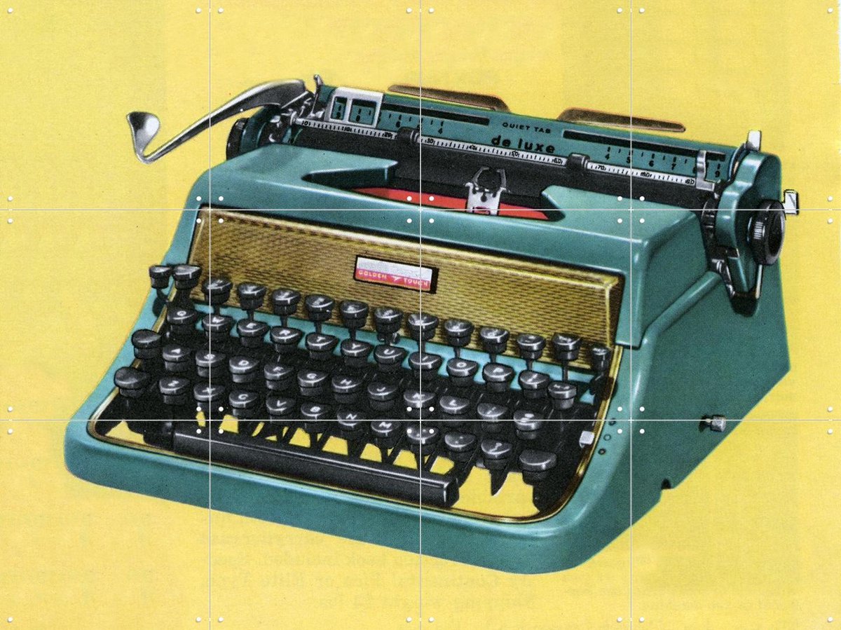 IXXI Vintage Manual Typewriter, Bridgeman Images - 80 x 60 cm - Gratis ophangtool - Grote wanddecoratie en posters - Vintage, Illustraties, Kleurrijk