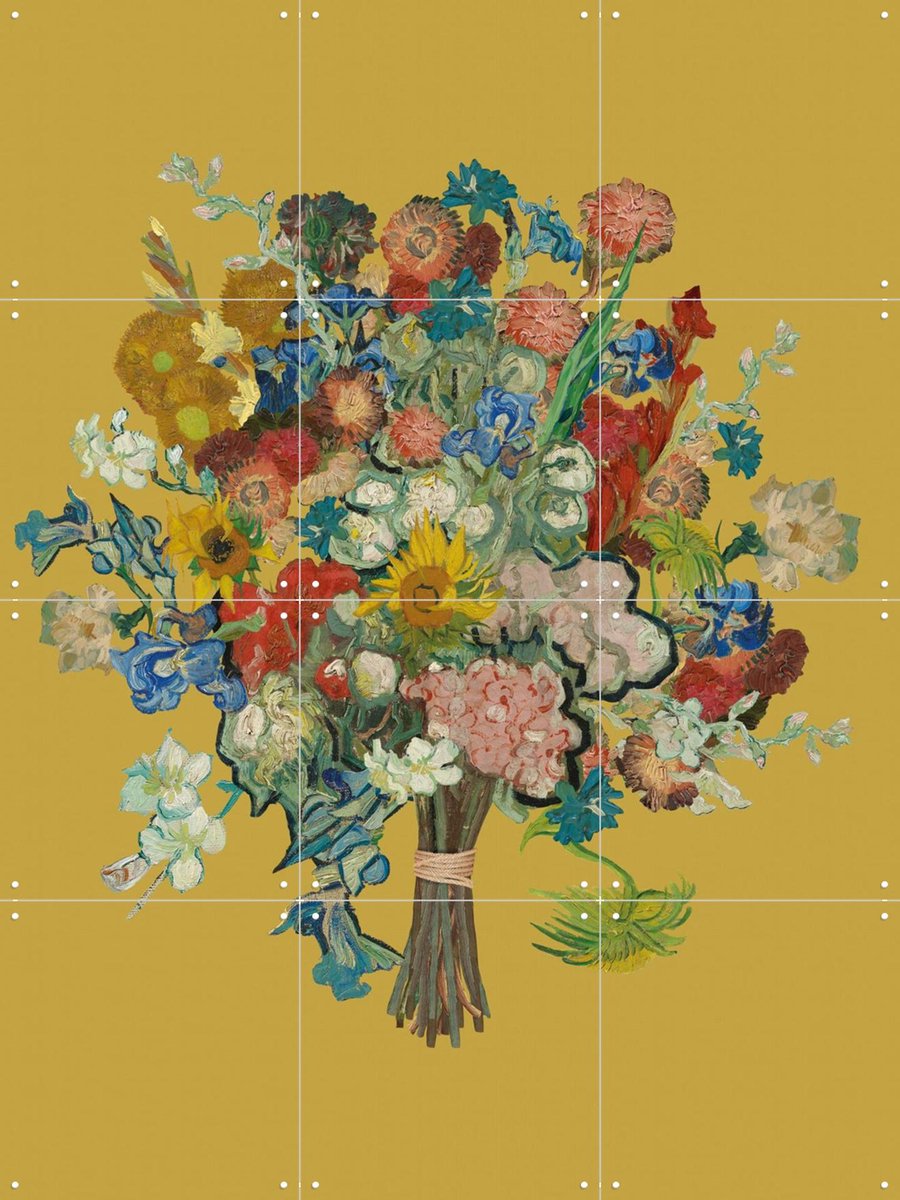 IXXI Vincent's bloemen - geel, Vincent van Gogh (1853 - 1890) & Van Gogh Museum - 60 x 80 cm - Gratis ophangtool - Grote wanddecoratie en posters -