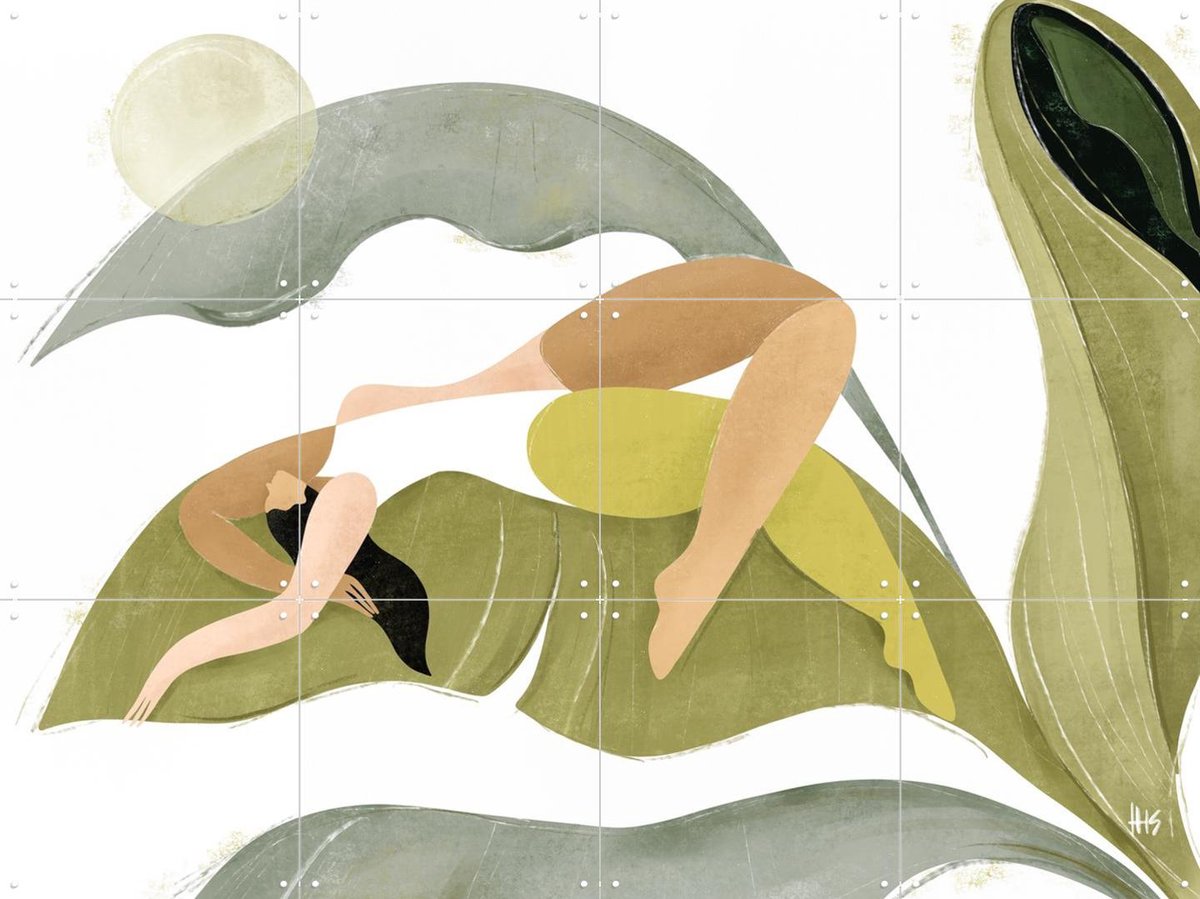 IXXI Banana Palms, Maggie Stephenson - 80 x 60 cm - Gratis ophangtool - Grote wanddecoratie en posters - Illustraties, Speels, Woonkamer, Slaapkamer