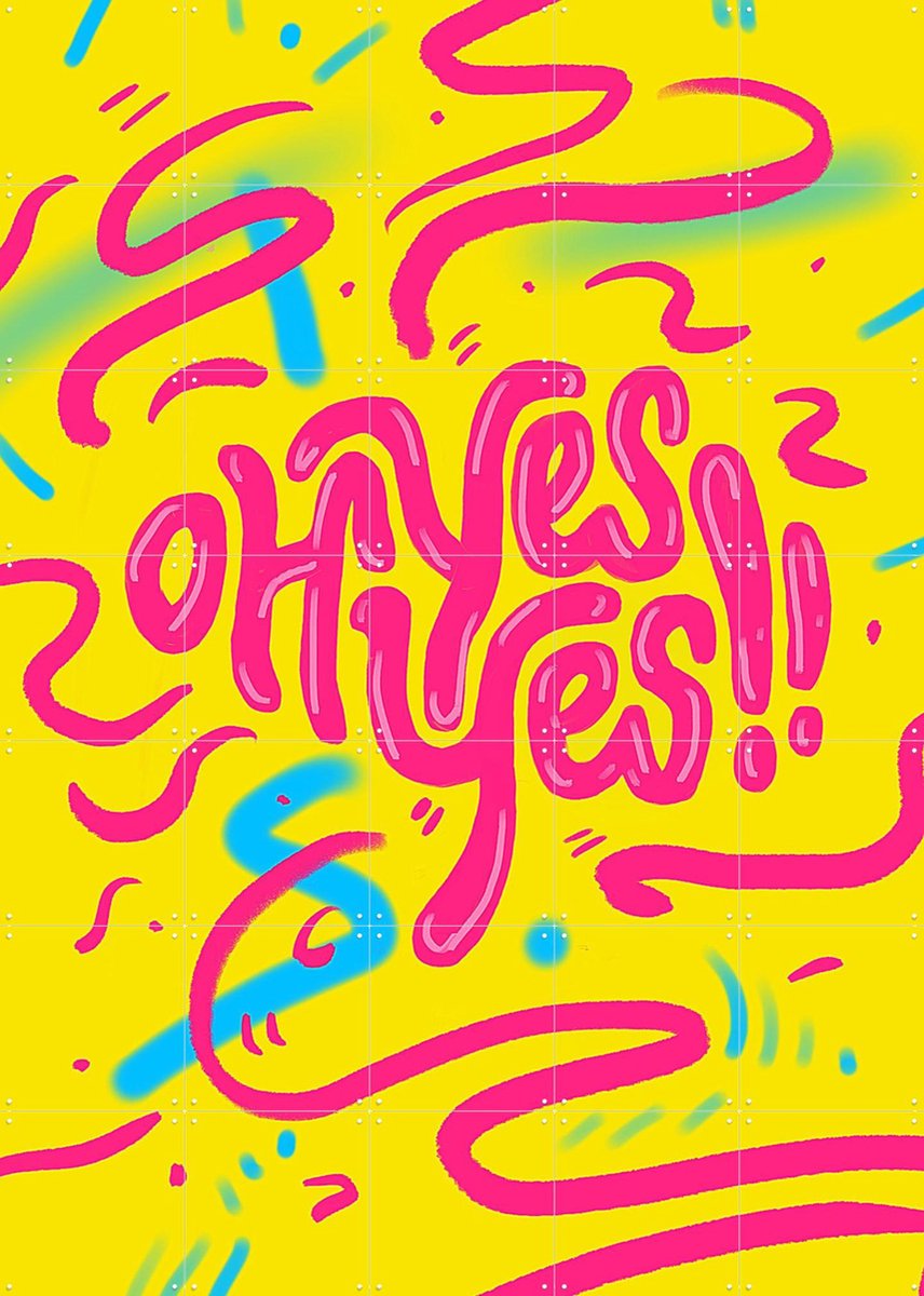 IXXI Oh Yes Oh Yes, Pop-art by Tadej - 100 x 140 cm - Gratis ophangtool - Grote wanddecoratie en posters - Grafisch Ontwerp, Illustraties, Kleurrijk