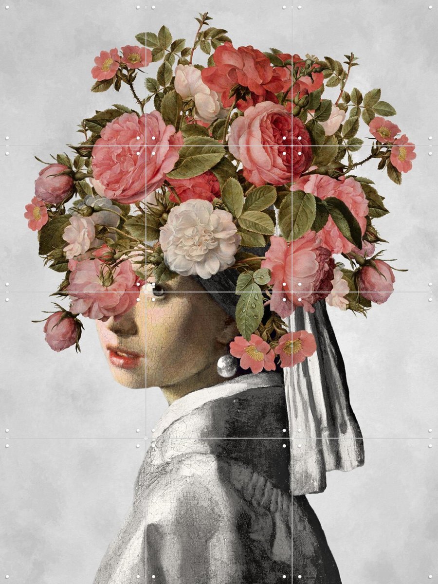 IXXI Meisje met de Parel - The Jacob van Hulsdonck Edition, Marja van den Hurk - 60 x 80 cm - Gratis ophangtool - Grote wanddecoratie en posters -