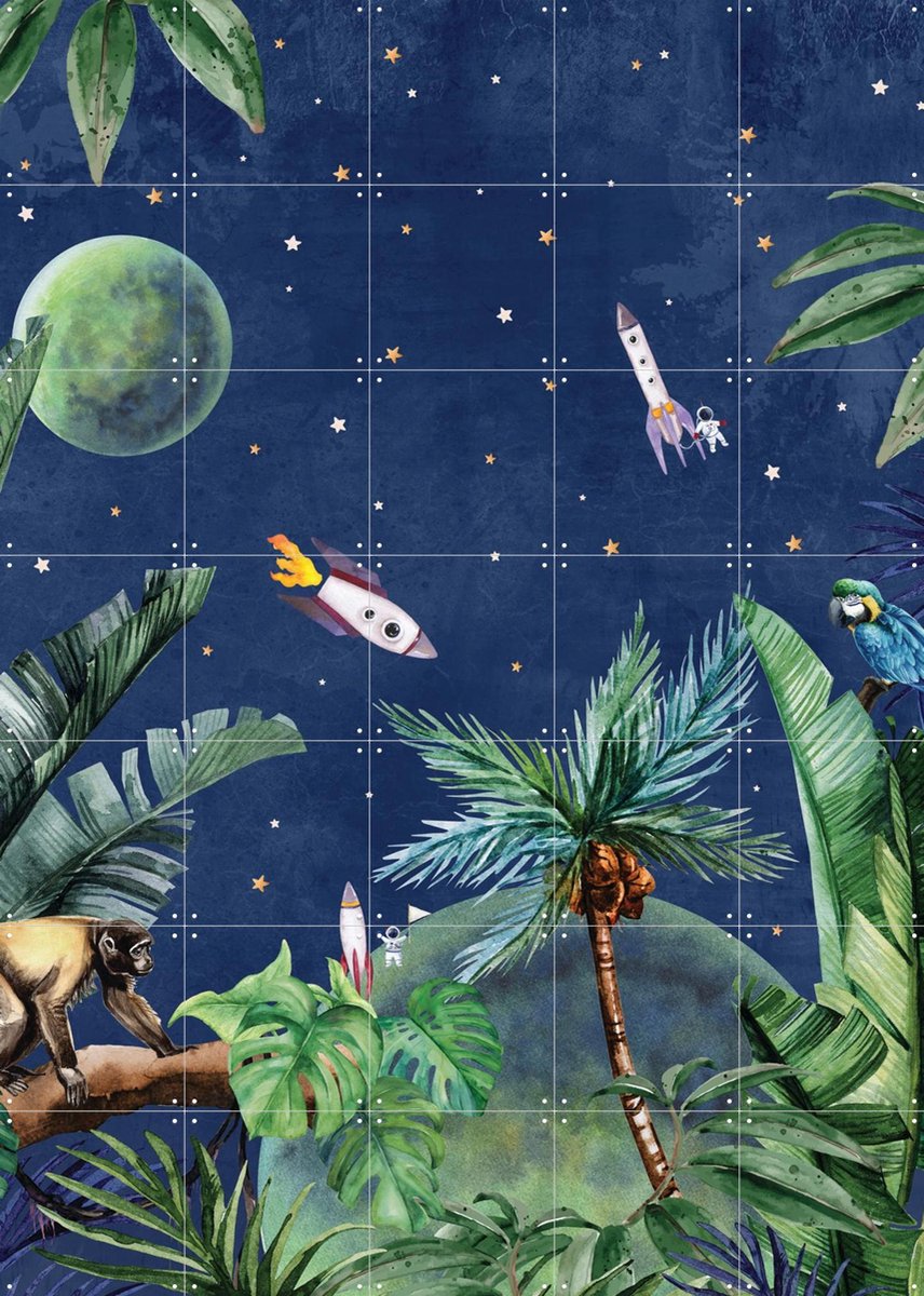 IXXI From Jungle to Space, Creative Lab Amsterdam - 100 x 140 cm - Gratis ophangtool - Grote wanddecoratie en posters - Grafisch Ontwerp