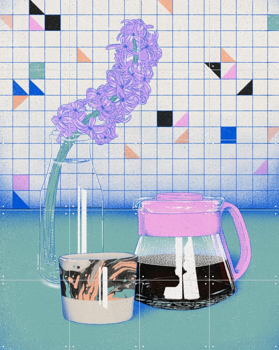IXXI Coffee Drip, Ada Jarzebowska & Various - 80 x 100 cm - Gratis ophangtool - Grote wanddecoratie en posters - Grafisch Ontwerp, Geometrische Kunst