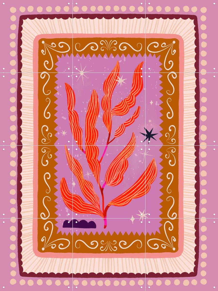 IXXI Bloem - lila, Lena Addink - 60 x 80 cm - Gratis ophangtool - Grote wanddecoratie en posters - Kleurrijk, Fantasierijk, Grafisch Ontwerp, Speels