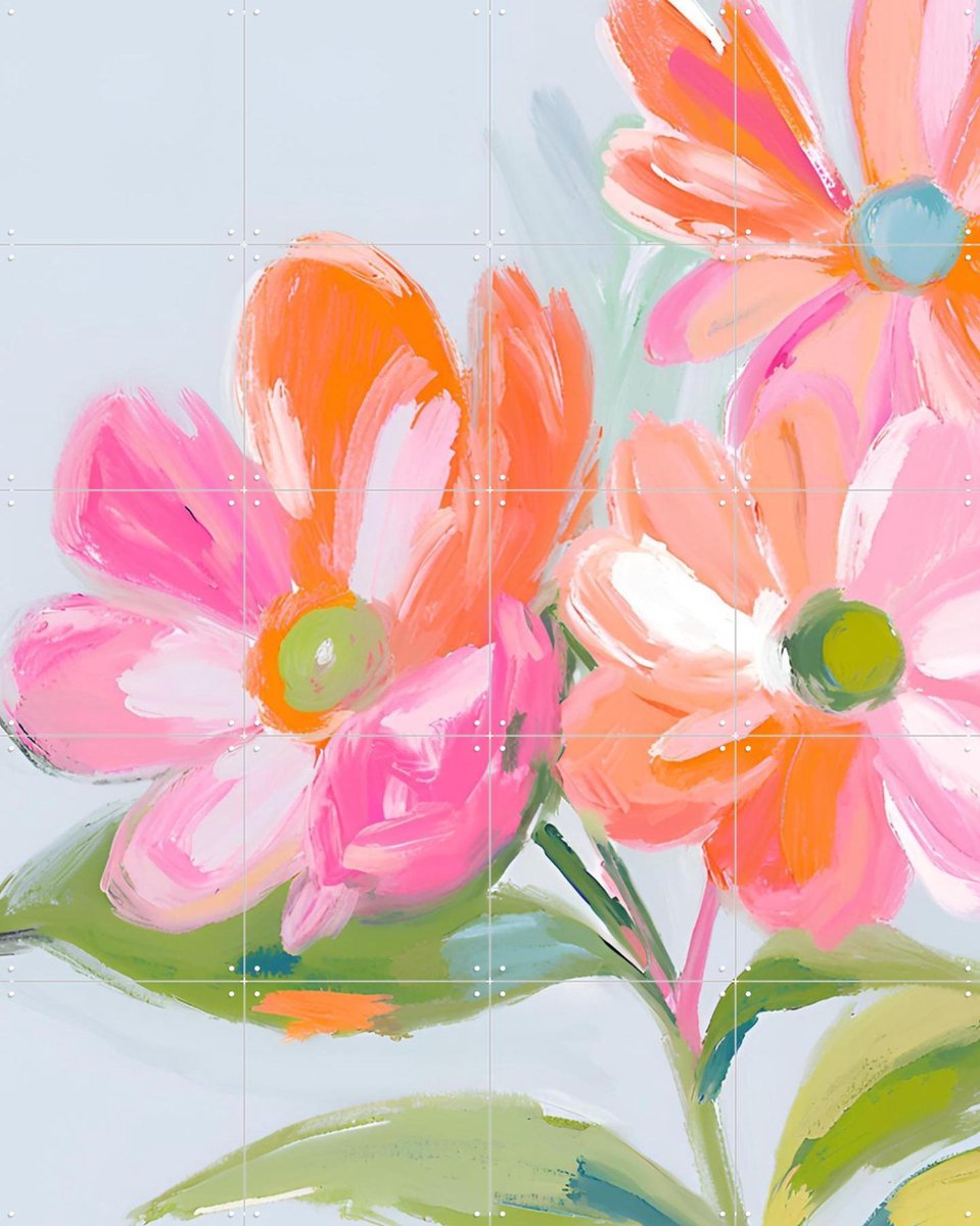 IXXI Vibrant Floral Artwork, Ohkimiko & Various - 80 x 100 cm - Gratis ophangtool - Grote wanddecoratie en posters - Schilderijen, Illustraties