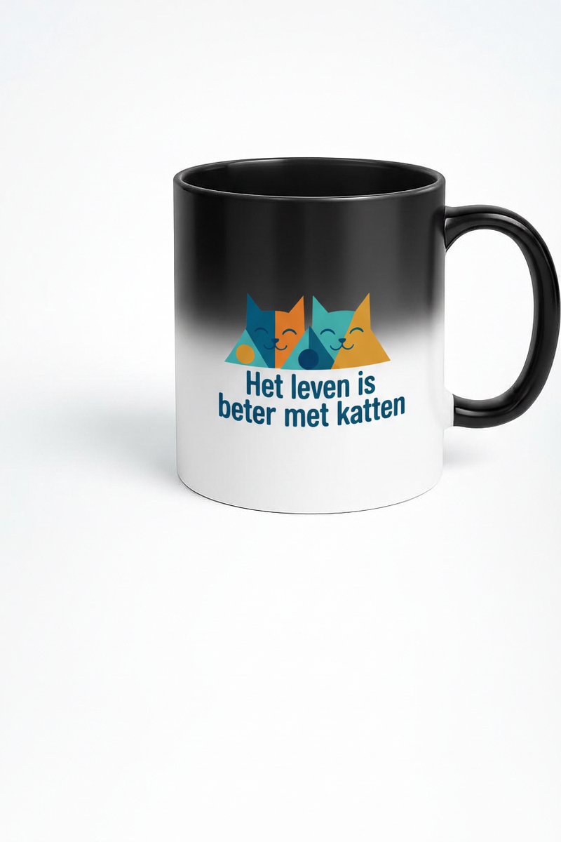 Magische Katten Mok - Het Leven is Beter met Katten Warmtegevoelige Mok