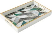 IvoQ Luxe Dienblad Marmerlook – 45x30 cm – Goud & Wit – Rechthoekig Serveerblad met Handgrepen – Decoratie voor Salontafel – Hotel Chique Design