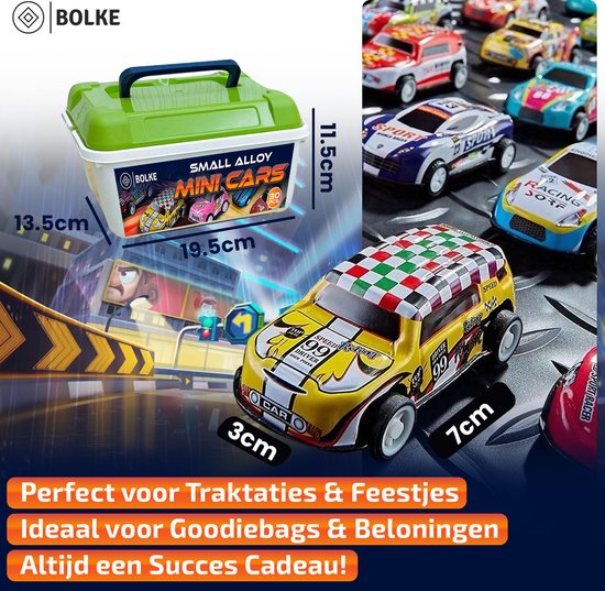 Bolke terugtrek autotjes - modelauto - miniatuur auto - kleine autotjes - traktatie uitdeelcadeautjes - 30 stuks van metaal - in mooie opbergdoos van Bolke — afbeelding 4
