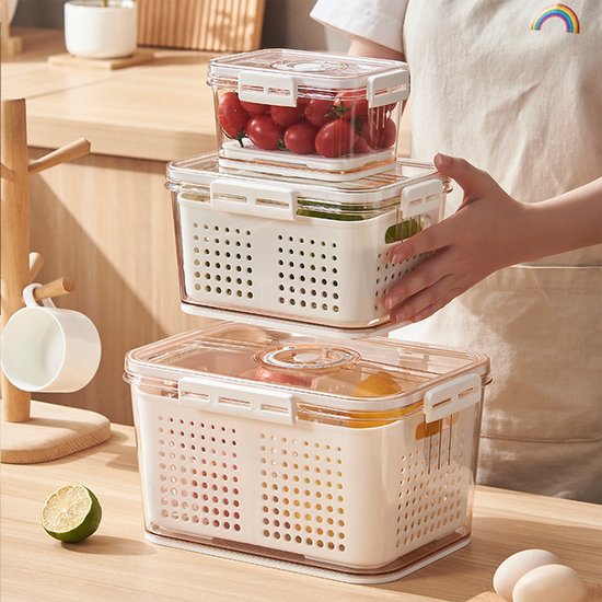 CHIWIN Boîtes de conservation avec couvercle - Set de 3 pièces carrées - Plastique sans BPA - Hermétique et empilable - Pot à bonbons / Récipient de stockage alimentaire - Boîtes de conservation