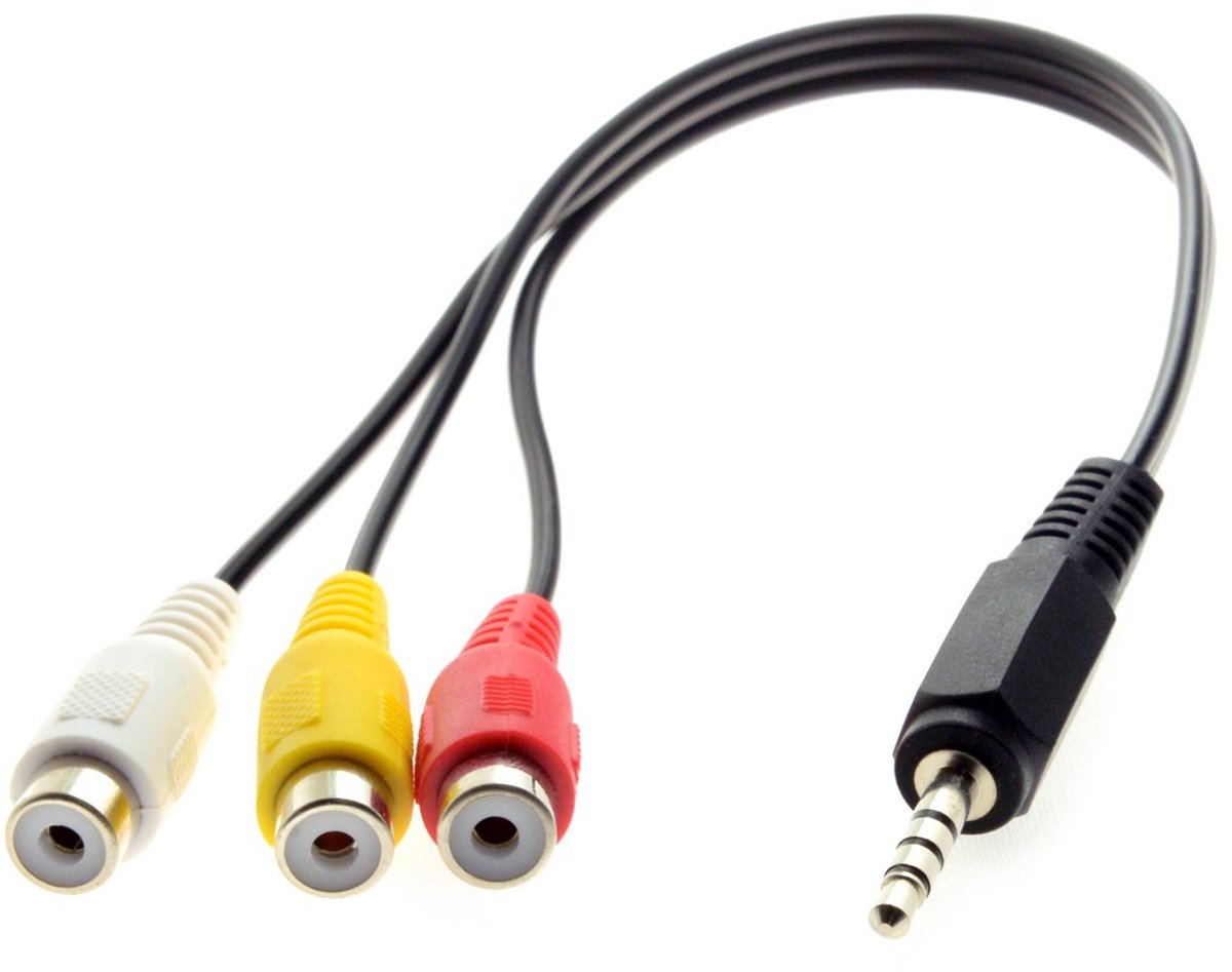 Stereo AUX Kabel - Audio Video Adapter - Apparaat Aansluiten - 3.5mm naar RCA - 20 cm