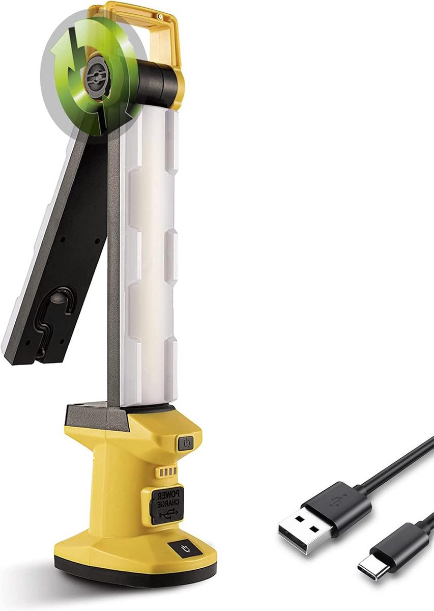 Led Werklamp - Oplaadbare Lamp - Auto Inspectie - Magnetische Basis - 8x9x32 cm - Geel