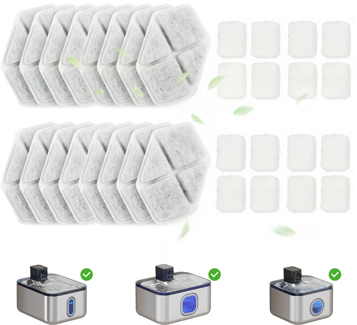 PawHut drinkfonteinfilters voor huisdieren - PP-katoen, actieve kool - 8,7 x 5,4 x 0,9 cm - wit