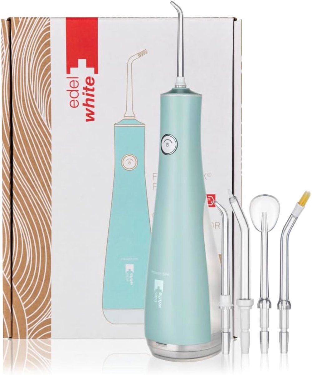 Draagbare Monddouche - Waterflosser Mondreiniger - Interdentale Reiniging - 3 Intensiteiten 4 Opzetstukken - 15x20x15 cm