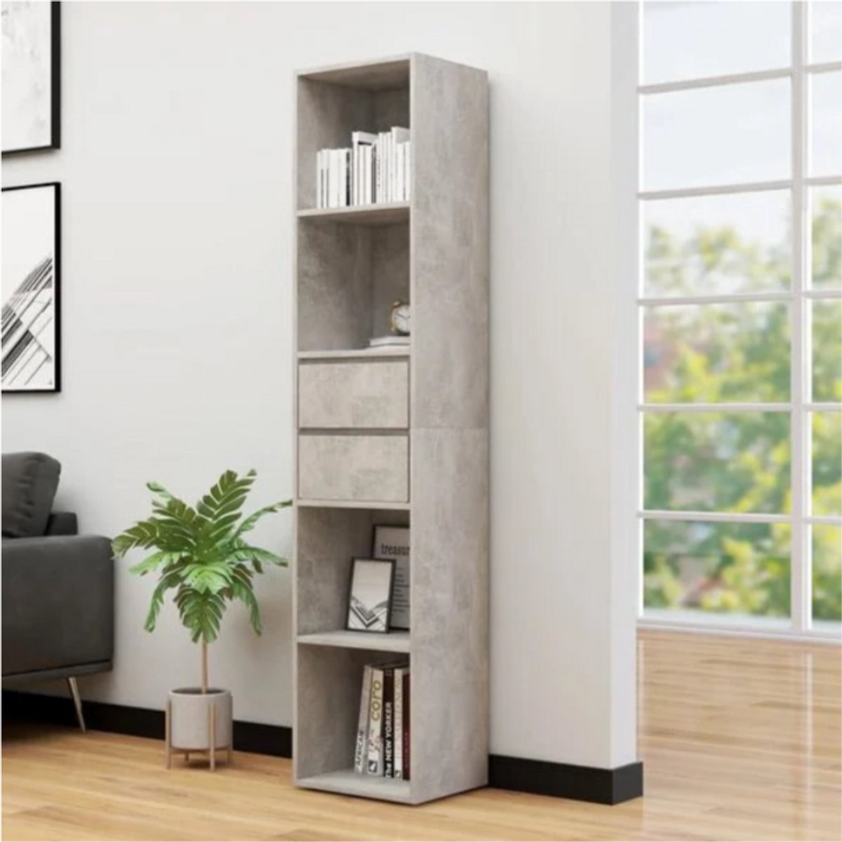 vida xl Boekenkast 36x30x171 cm bewerkt hout betongrijs