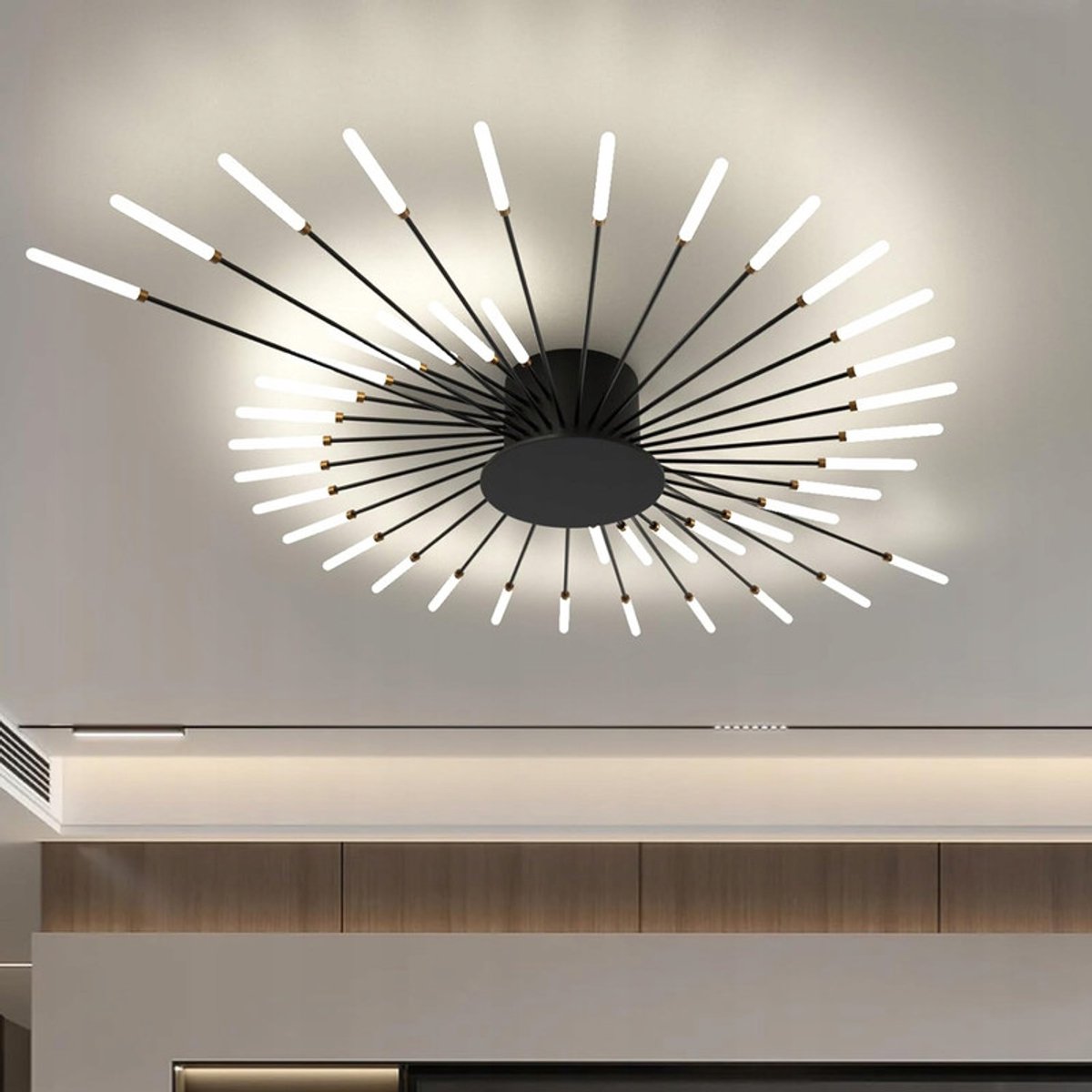 Haobosic LED Plafondlamp - Rond Zwart 128cm - 42W Neutraalwit