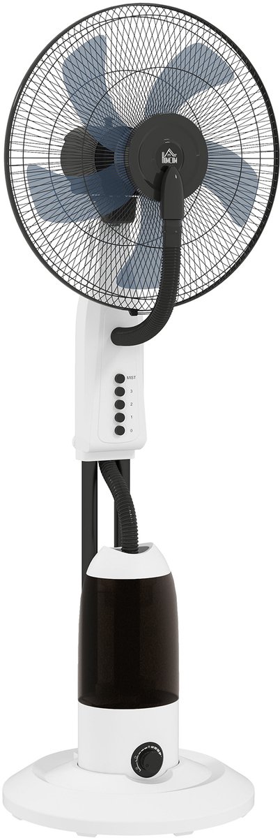 HOMCOM-Staande ventilator met waternevelsproeier - Kunststof - 44,5 x 44,5 x 120 cm - Wit