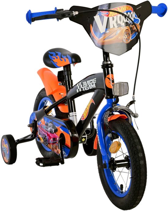 Hot Wheels Kinderfiets - Jongens - 12 inch - Zwart Oranje Blauw - Twee handremmen van Hot Wheels — afbeelding 5