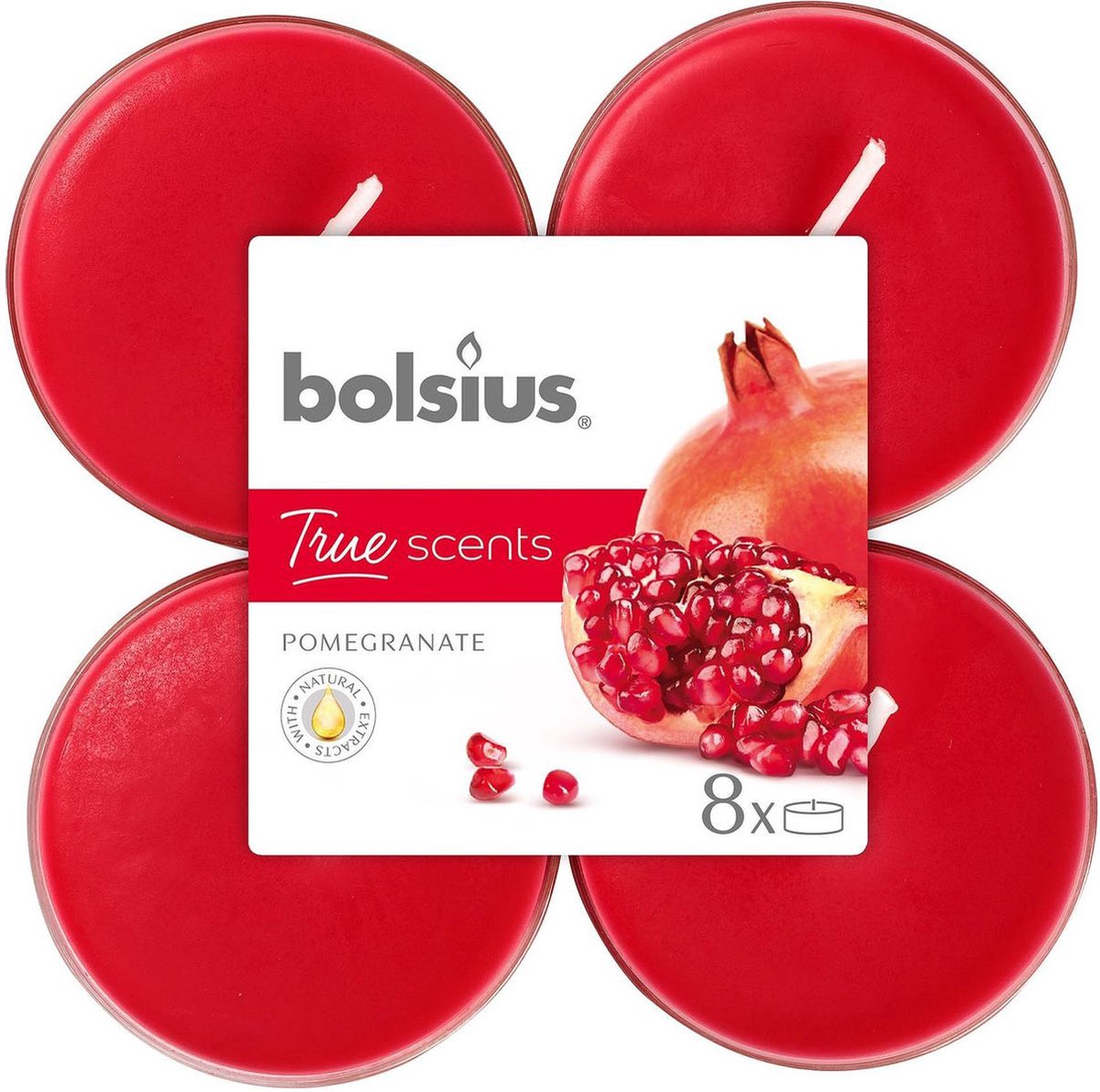 Bol.com Bolsius Maxi Waxinelichtjes True Scents Pomegranate 8 Stuks aanbieding