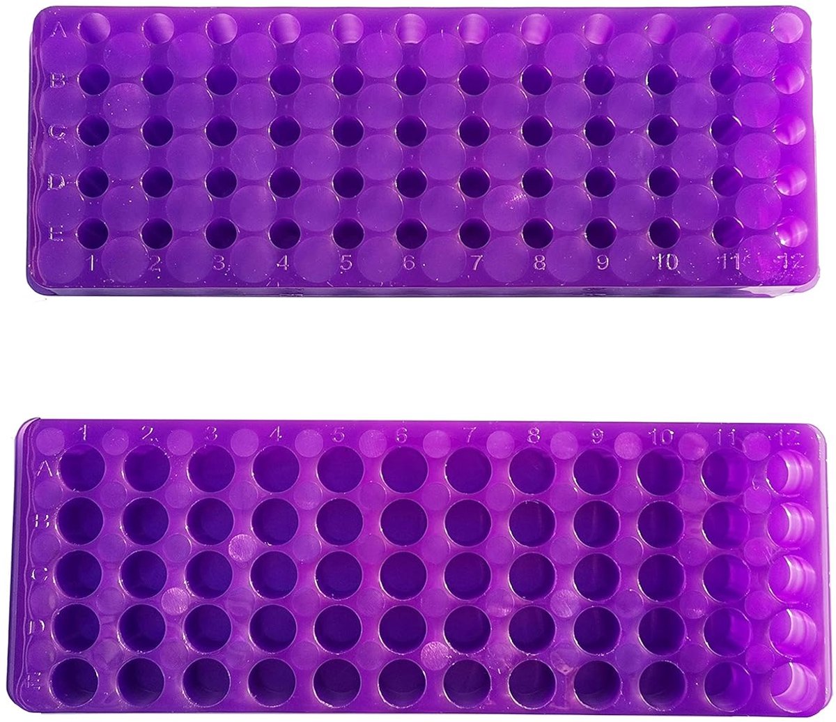 Buizenrekjes Laboratorium - Microbuis Houder - Sample Opslag - 60 Kuiltjes Per Rack - 15 ml 2 ml - Paars