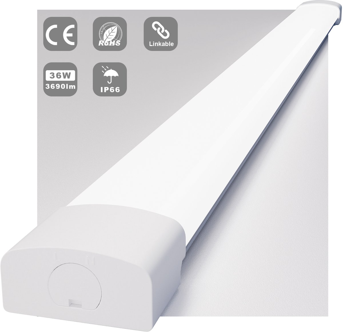 MODLICHT - LED Batten 120 cm 36W 5000K 4000LM - Daglicht wit - LED TL Armatuur - Voor werkplaats, schuur en als onderbouwverlichting