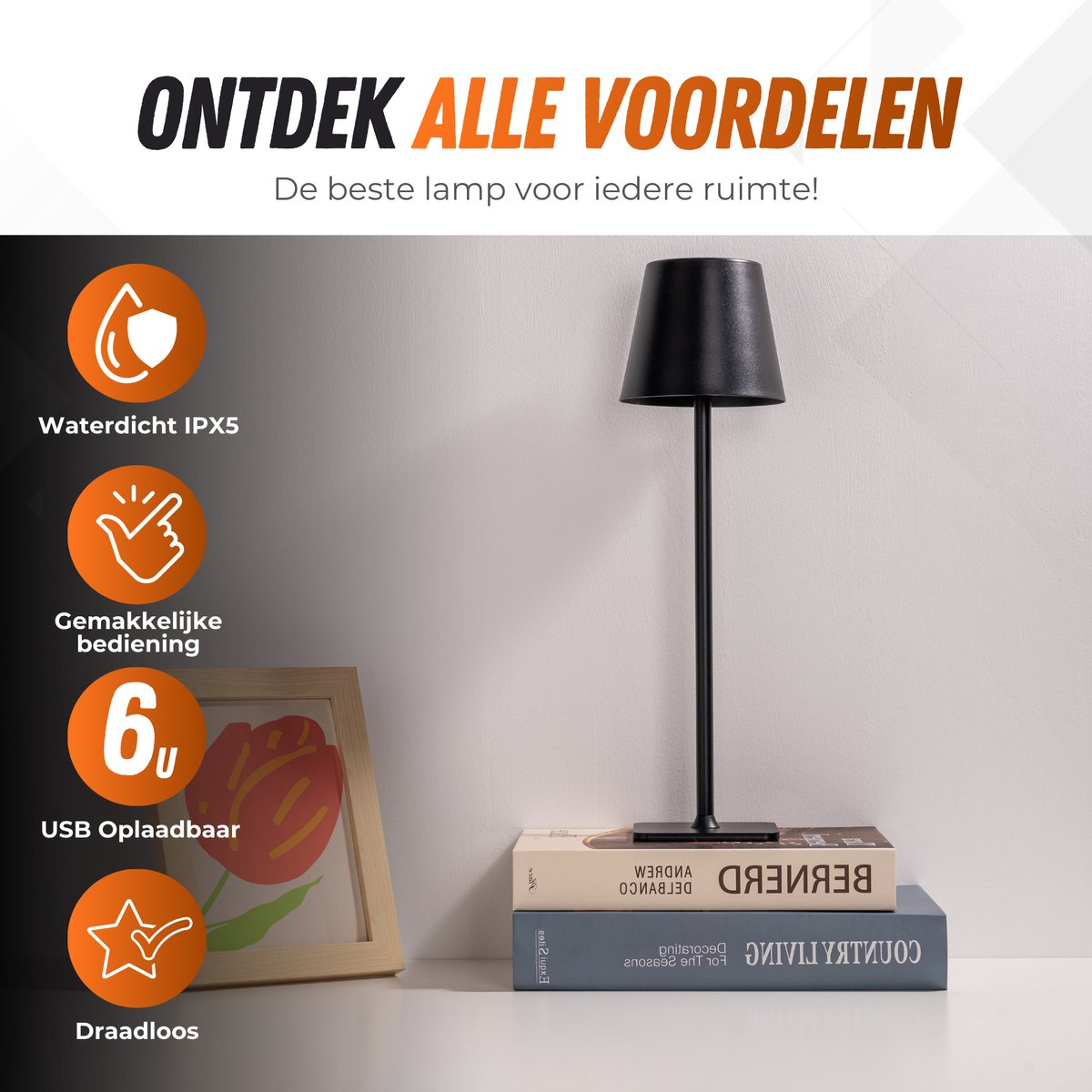 Barryca 2 stuks draadloze tafellamp oplaadbare tafellamp - outdoor