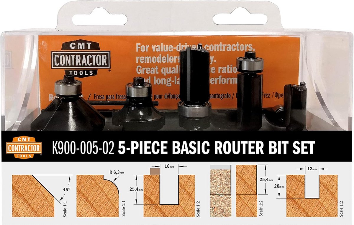 Schijffrezen Set - Profileren Frezen - Randafwerking Hout - Corrosiebestendig Ontwerp - 5 Delig 8mm
