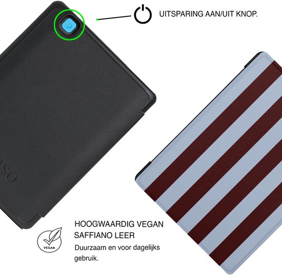 Lunso Geschikt voor Kobo Aura Edition 2 hoesje (6 inch) - Vegan Saffiano Leren Sleep Cover - Burgundy van Lunso — afbeelding 3