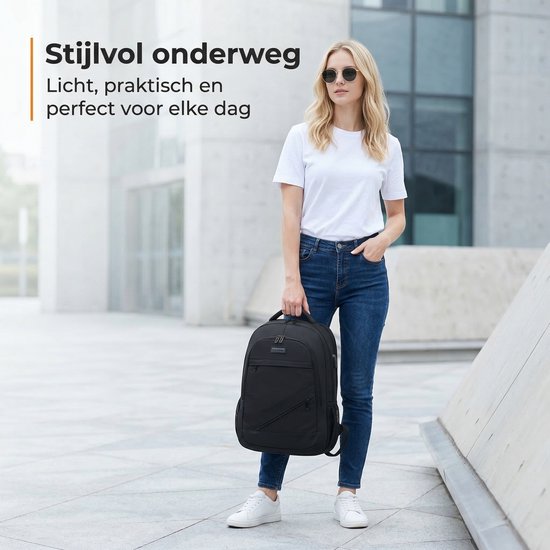 Sac à dos étanche antivol avec station de charge USB - Sac pour ordinateur portable jusqu'à 17 pouces - pour femme et homme - Zwart de Zedar