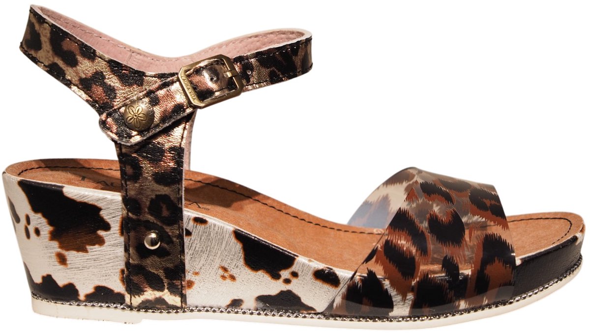 Laura Vita Beclindao 70 Marron Sandalen Koeienprint Leer Dames - Bruin