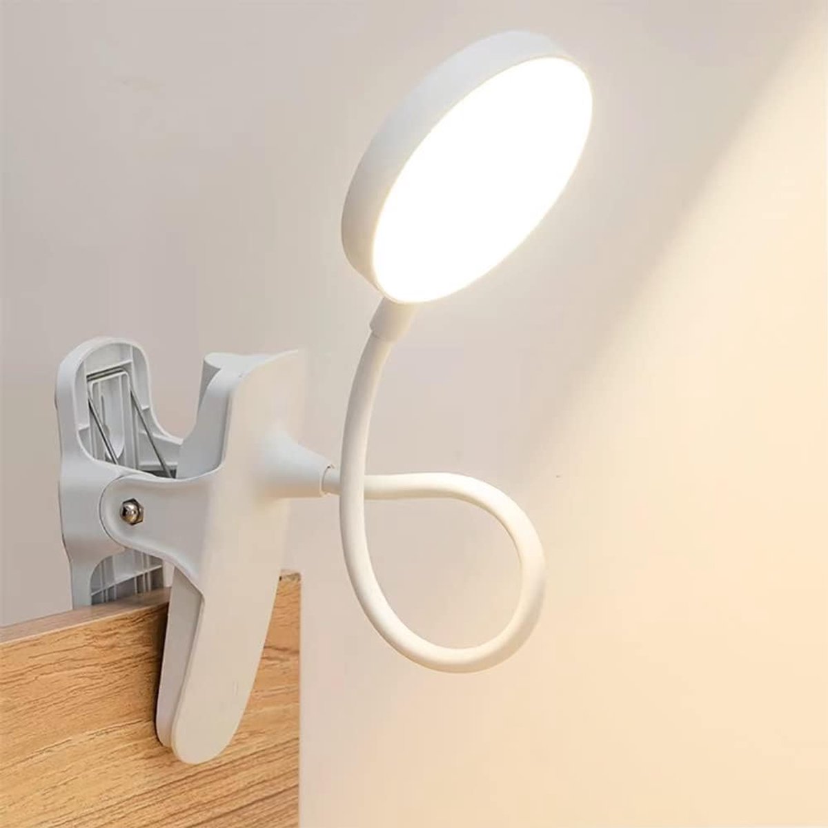 LED Leeslamp met Klem -Boeklampje - Klemlamp- USB Oplaadbaar - Flexibel -3 Lichtstanden - 