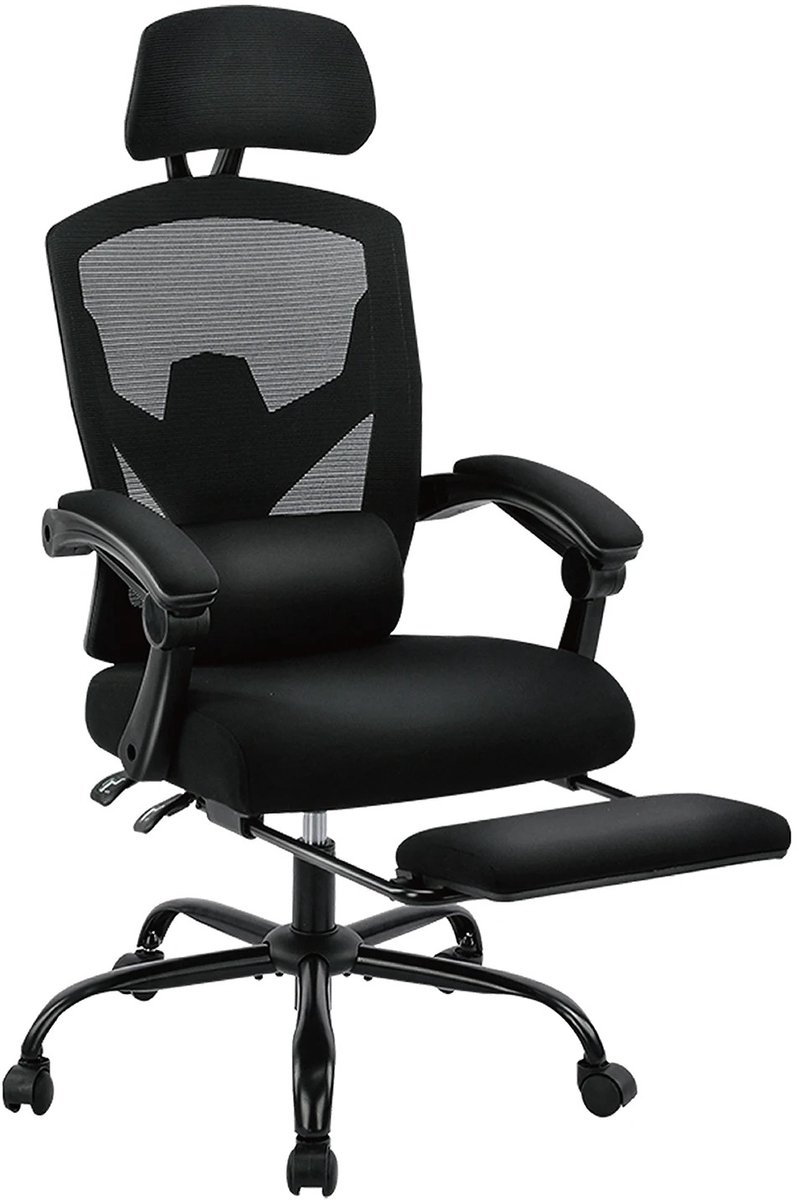 Archi ergonomische bureaustoel – Bureaustoel - Mesh - Bureaustoelen voor volwassenen - Bureaustoelen – Voetsteun bureau– Zwart